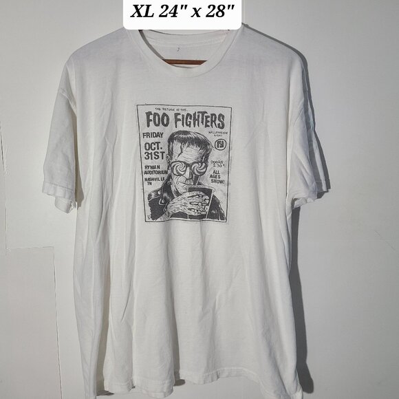 Foo Fighters Halloween Night 2014 Ryman Auditorium White XL Distressed Band Tee - Picture 1 of 9